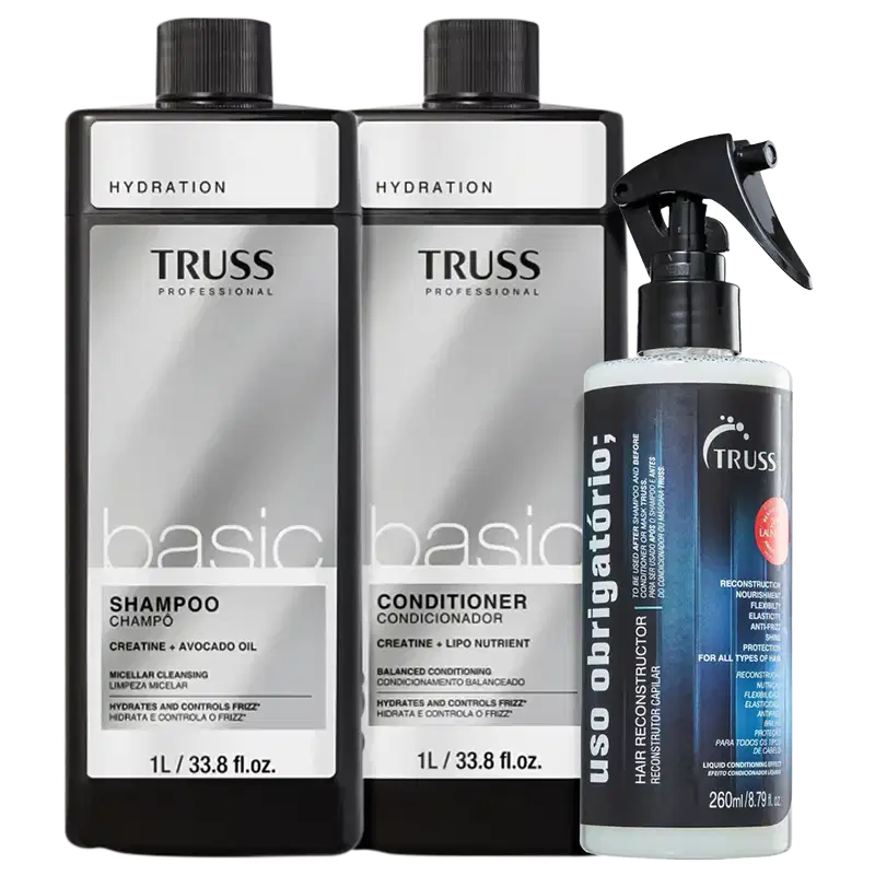 Kit Truss Basic - Shampoo 1L + Condicionador 1L + Uso Obrigatório 260ml