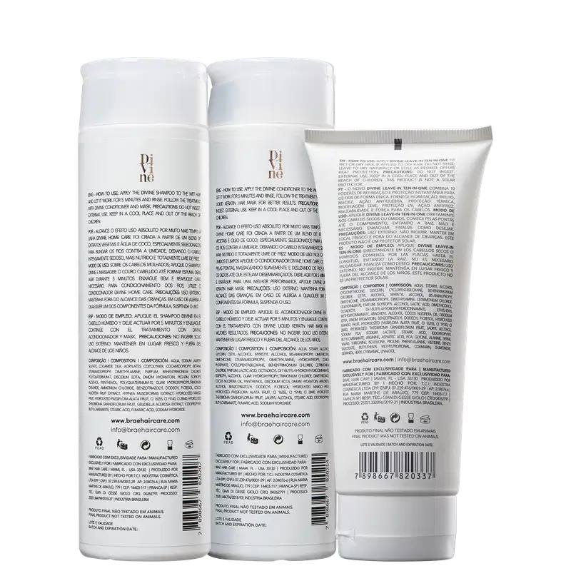 BRAÉ Divine Shampoo e Condicionador 250ml + Leave-in