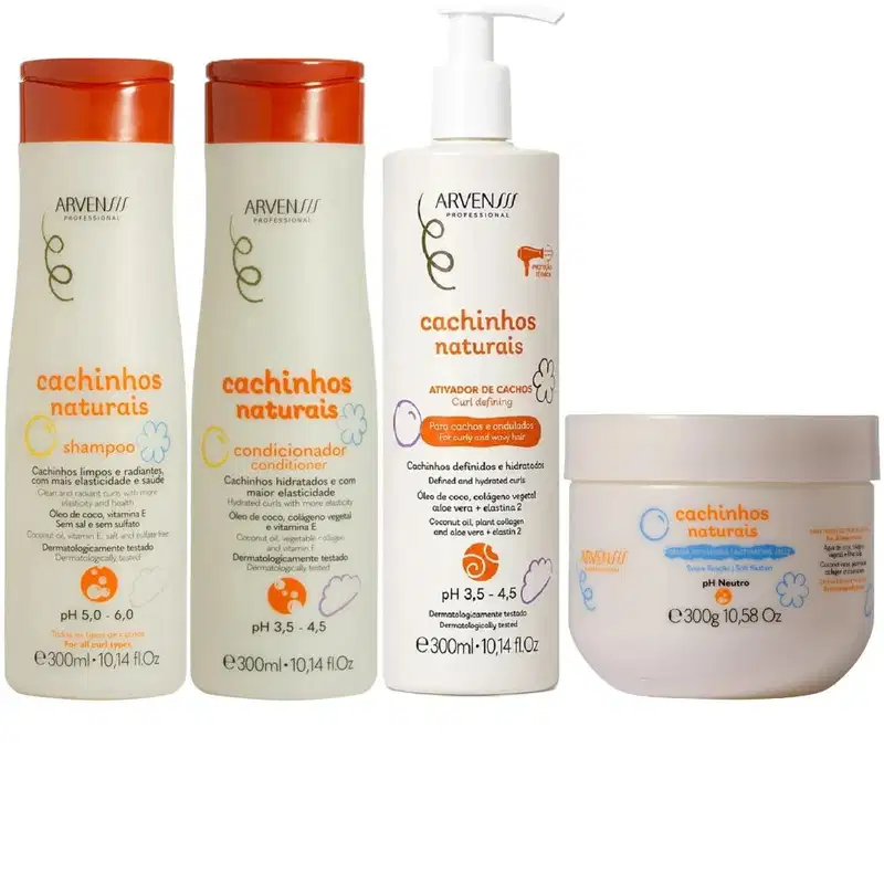 Kit Arvensis Cachinhos Naturais - Shampoo & Condicionador 300ml + Ativador Ondulados 300ml + Geleia Suave Fixação 300g