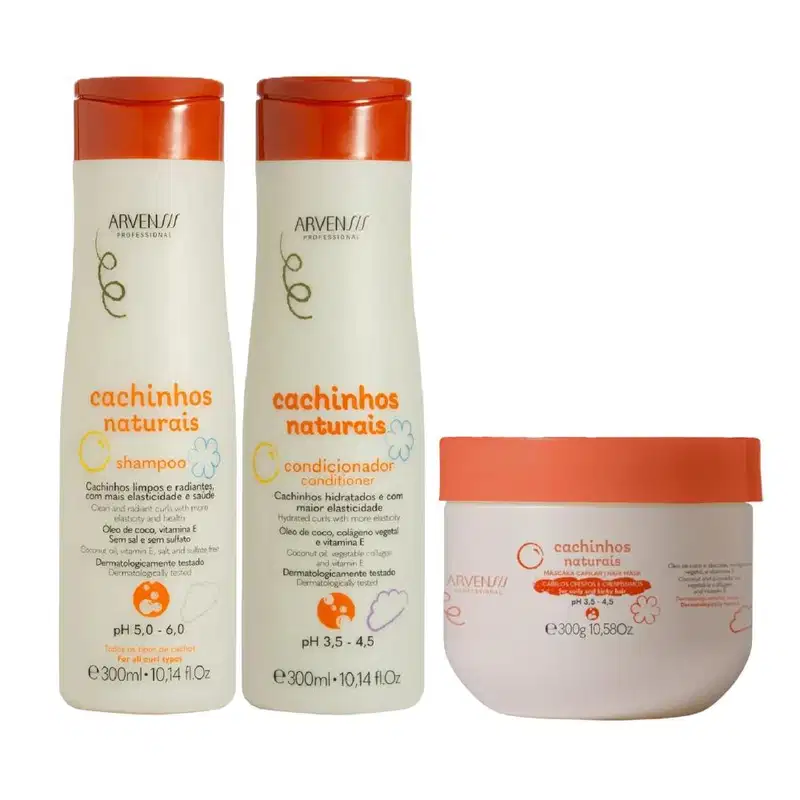 Kit Arvensis Cachinhos Naturais - Shampoo & Condicionador 300ml + Máscara Crespos 300g