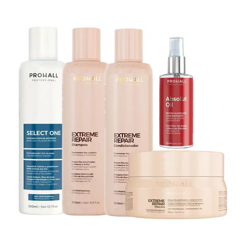 Kit Prohall Extreme Repair Home Care + Select One 300ml + Absolut Oil 60ml