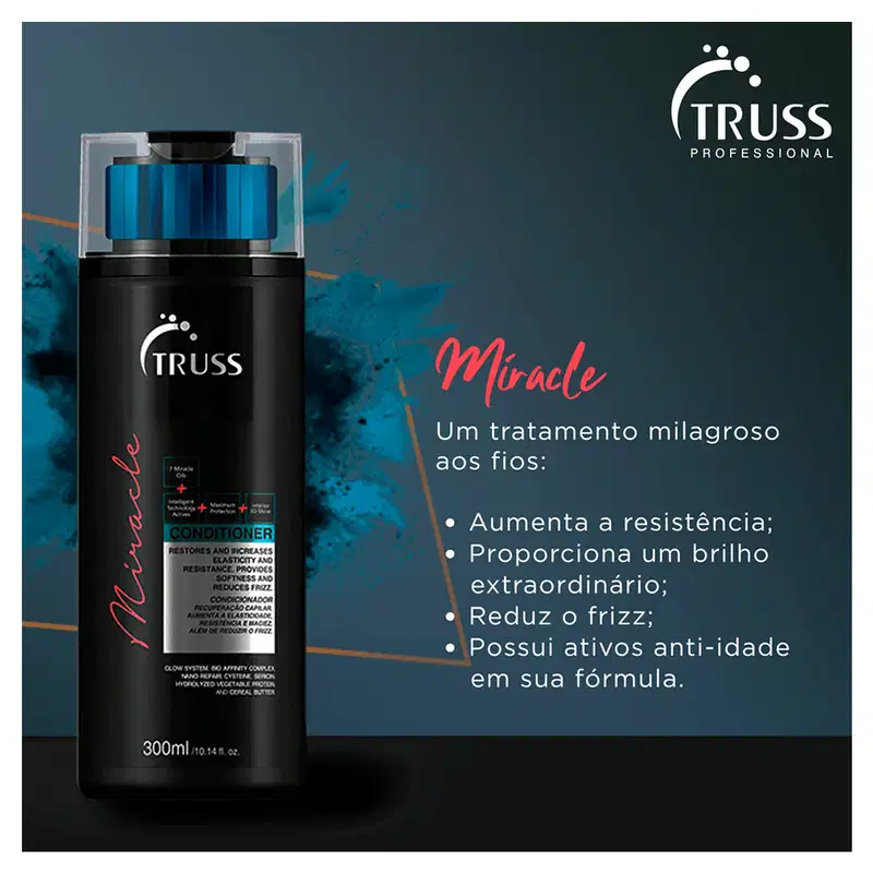 Truss Miracle Kit Shampoo Condicionador Amino Net Mask e Uso Obrigatório Reconstrutor 260ml