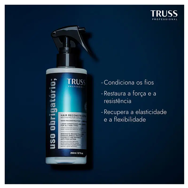 Truss Miracle Kit Shampoo Condicionador Amino Net Mask e Uso Obrigatório Reconstrutor 260ml