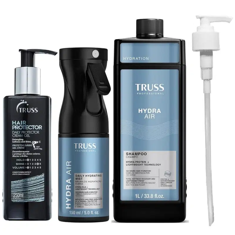 Kit Truss Hydra Air - Shampoo 1L + Bruma 150ml + Hair Protector 250ml + Válvula Pump