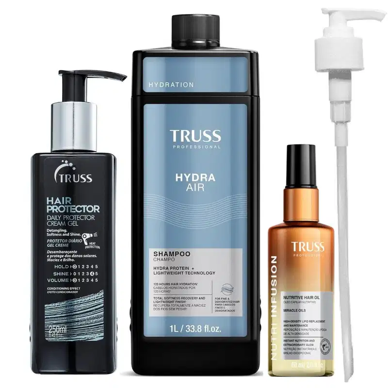 Kit Truss Hydra Air - Shampoo 1L + Hair Protector 250ml + Nutri Infusion 60ml + Válvula Pump