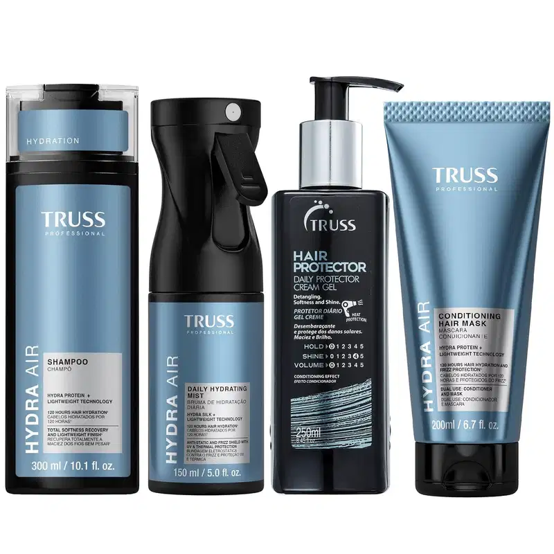 Kit Truss Hydra Air - Shampoo 300ml + CondMask 200ml + Bruma150ml + Hair Protector 250ml