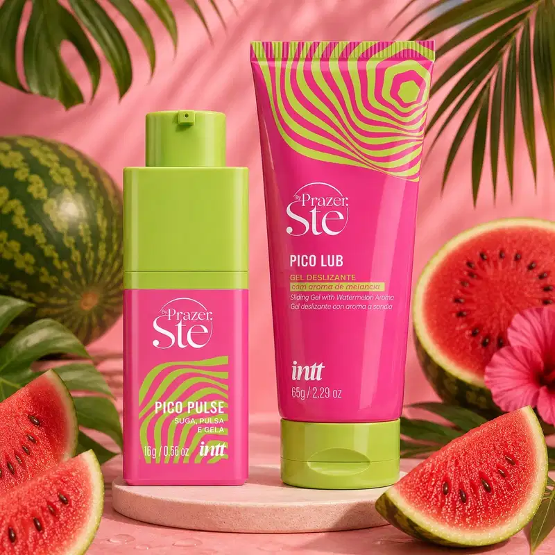 Kit Pico Pulse + Pico Lub Prazer Set Intt Melancia Lubrificante Beijável
