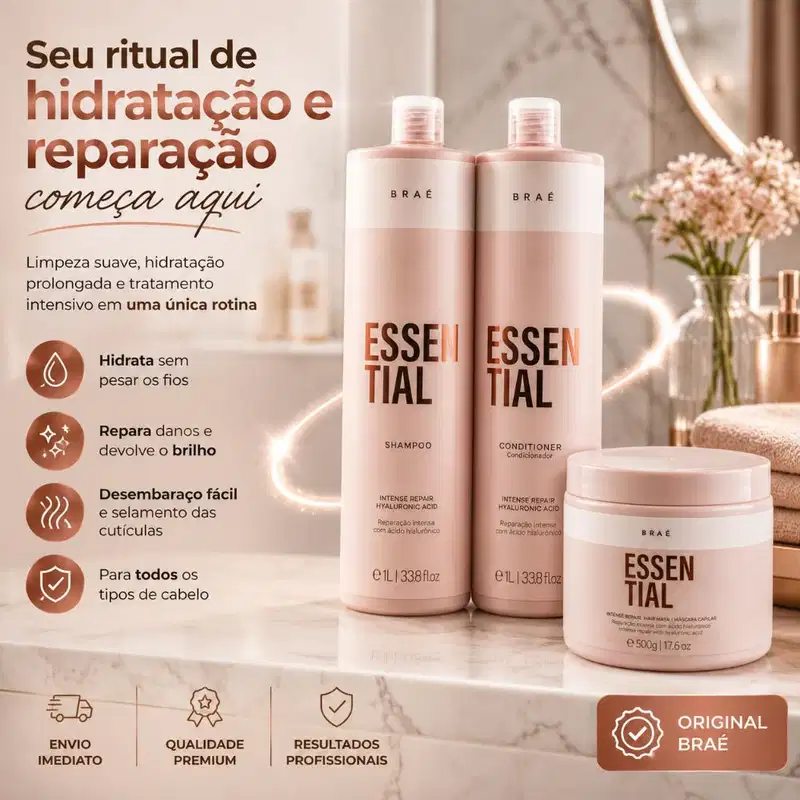 KIT Essential Shampoo 1L + Condicionador 1L + Máscara 500g