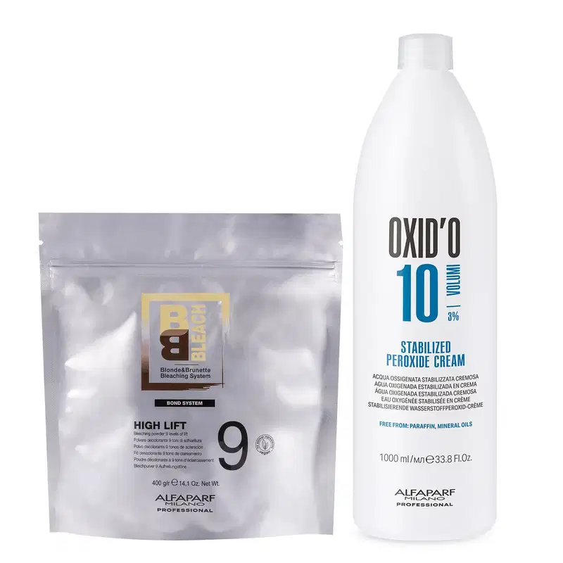 Alfaparf Milano Oxid'o - Pó Descolorante 400g + Água Oxigenada 3% 10 Volumes 1L