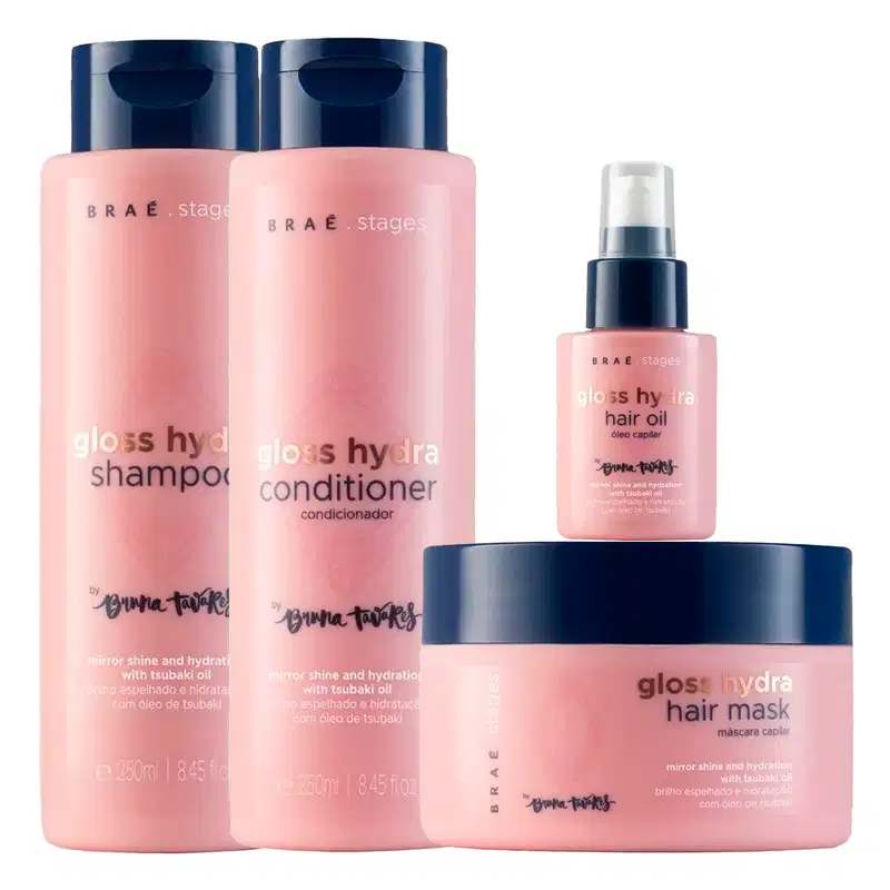Kit Braé Stages by Bruna Tavares Gloss Hydra Shampoo 250ml + Condicionador 250ml + Máscara 200g + Óleo 60ml