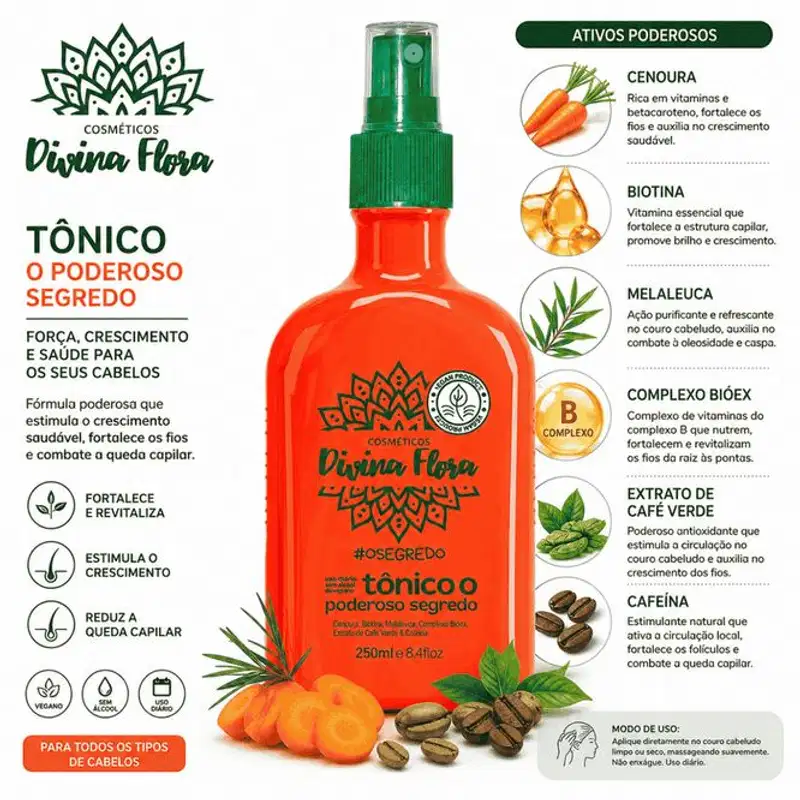 Kit Capilar Divina Flora O Poderoso Segredo 4 Produtos