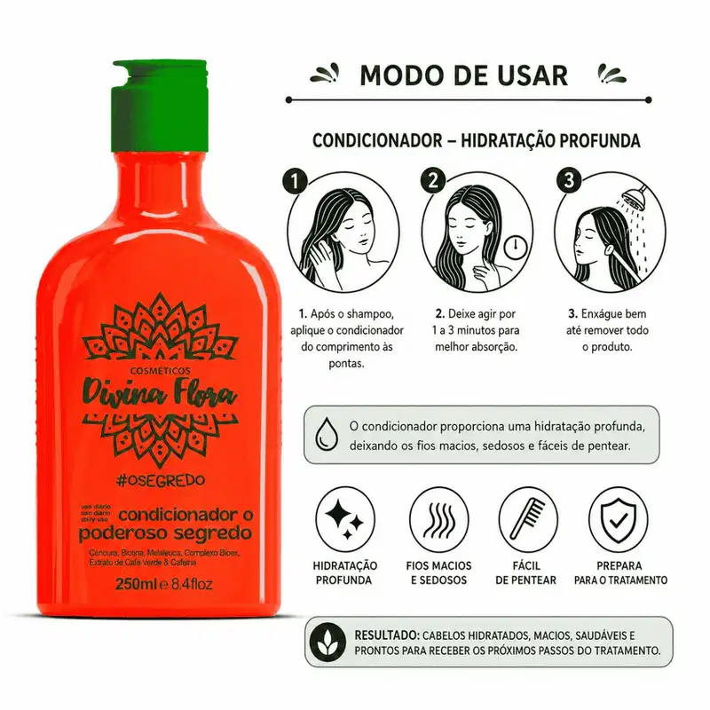 Kit Capilar Divina Flora O Poderoso Segredo 4 Produtos