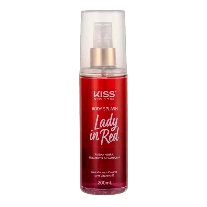 Kit Kiss New York Lady In Red Body Splash + Sabonete Líquido + Sugar Body Scrub + Loção Hidratante