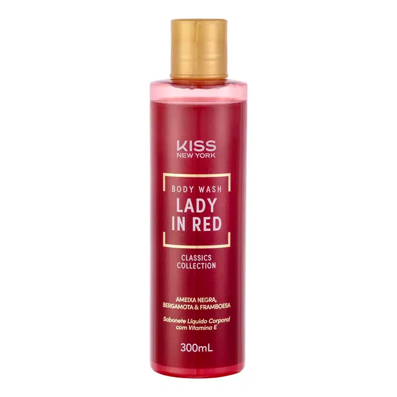 Kit Kiss New York Lady In Red Body Splash + Sabonete Líquido + Sugar Body Scrub + Loção Hidratante