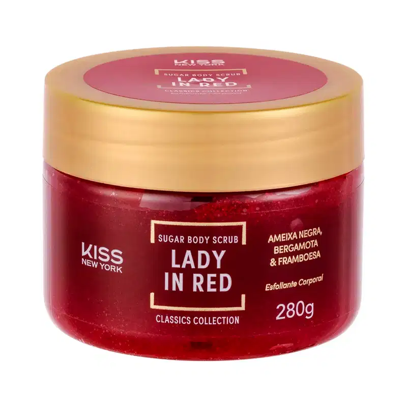 Kit Kiss New York Lady In Red Body Splash + Sabonete Líquido + Sugar Body Scrub + Loção Hidratante