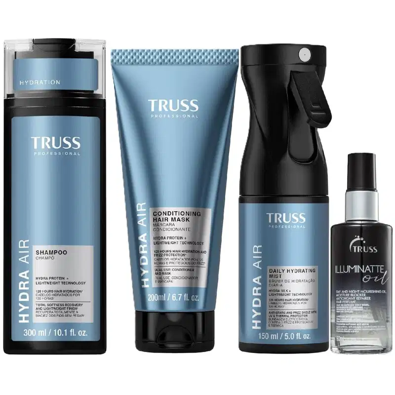 Kit Truss Hydra Air - Shampoo 300ml + CondMask 200ml + Bruma 150ml + Illuminatte Oil 60ml