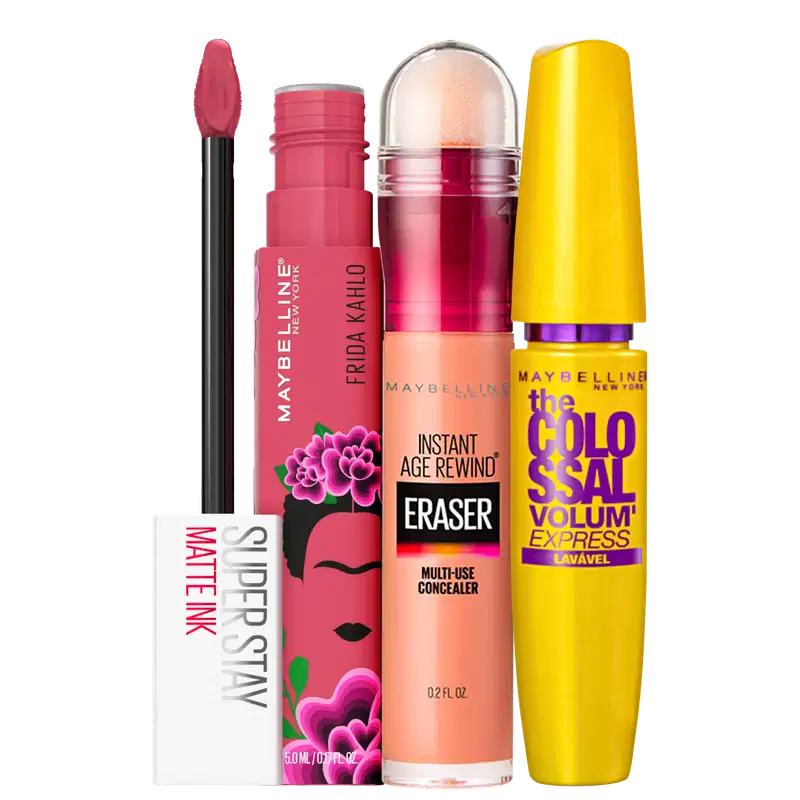 Kit Maybelline The Colossal Frida Kahlo Lover Eraser 140 Honey (3 Produtos)
