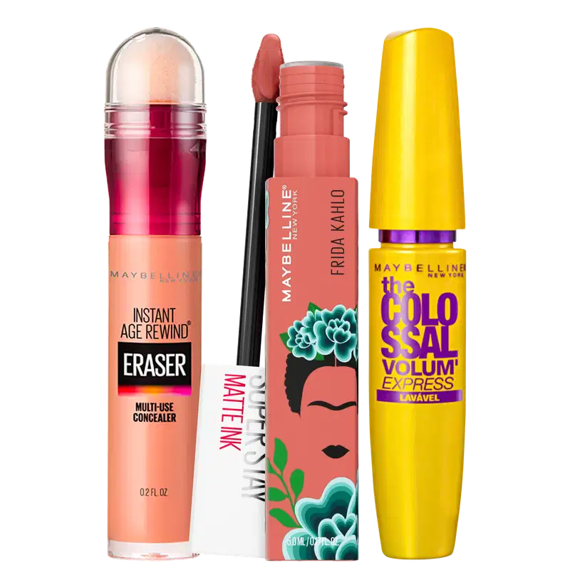 Kit Maybelline The Colossal Frida Kahlo Seductress Eraser 140 Honey (3 Produtos)