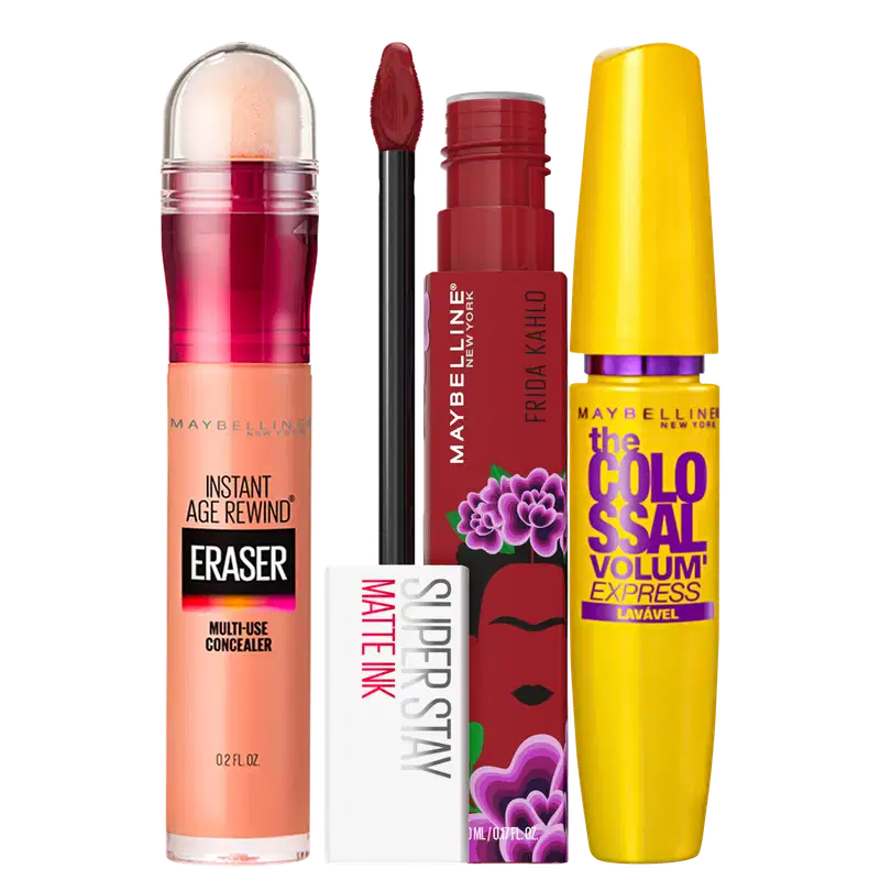 Kit Maybelline The Colossal Frida Kahlo Voyager Eraser 140 Honey (3 Produtos)