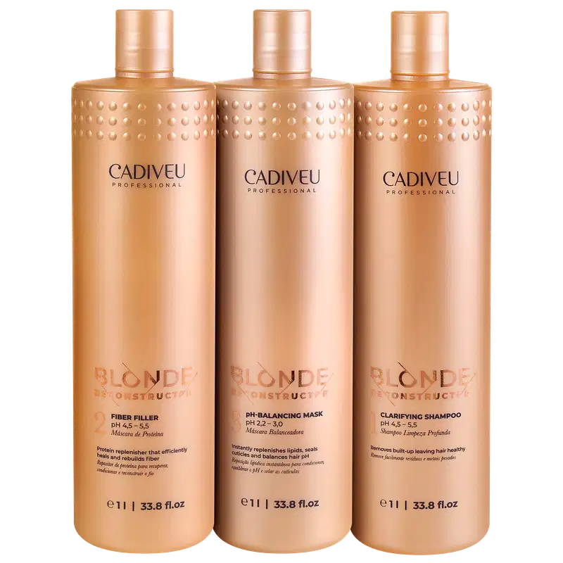 Kit Cadiveu Blonde Reconstructor Salon Mask Shampoo Trio (3 Produtos)