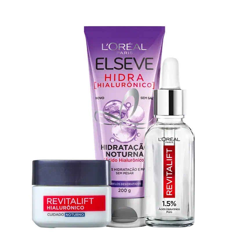 Kit Beleza na Web L'Oréal Paris Hidra Hialurônico & L'Oréal Paris Revitalift (3 Produtos)