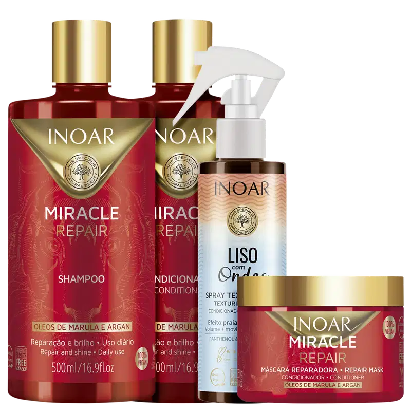 Kit Inoar Miracle Repair Liso com Ondas Super (4 Produtos)