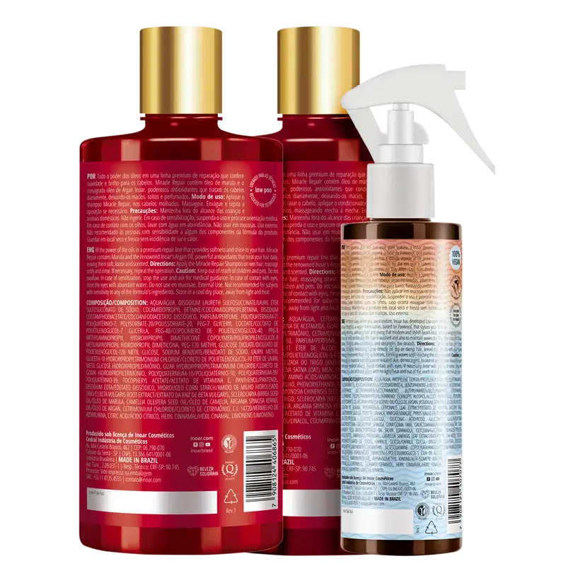Kit Inoar Miracle Repair Liso com Ondas Trio (3 Produtos)