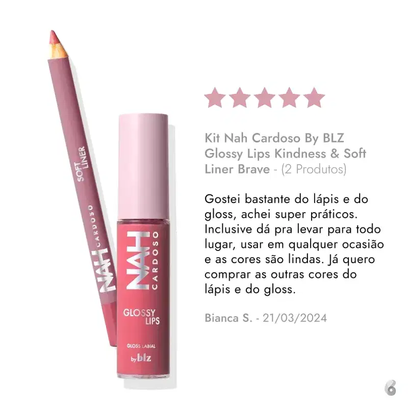 Kit Nah Cardoso By BLZ Glossy Lips Fearless & Soft Liner Bold (2 Produtos)
