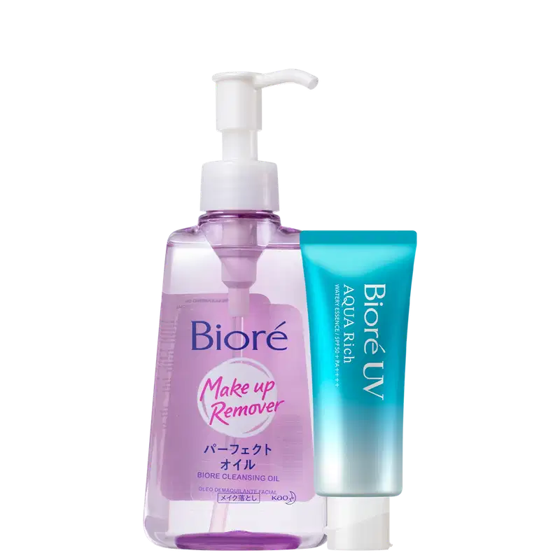 Kit Bioré UV Aqua Rich Watery Essence Make Up Remover FPS50 Travel (2 Produtos)