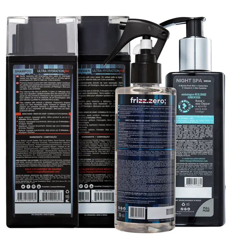 Kit TRUSS Ultra Hydration Plus + Night Spa + Frizz Zero (4 Produtos)