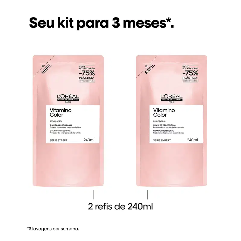 Kit L'Oréal Professionnel Serie Expert Vitamino Color Resveratrol Shampoo + Refil (2 Produtos)