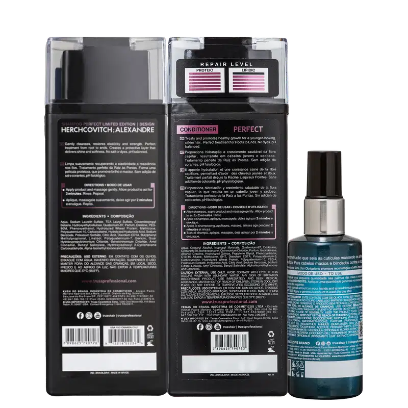 Kit TRUSS Perfect + Uso Obrigatório Oil Trio, 3 produtos.