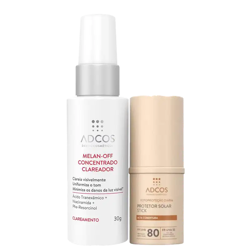 Kit Adcos Melan-Off Concentrado + Fotoproteção Diária Stick FPS 80 Peach (2 Produtos)