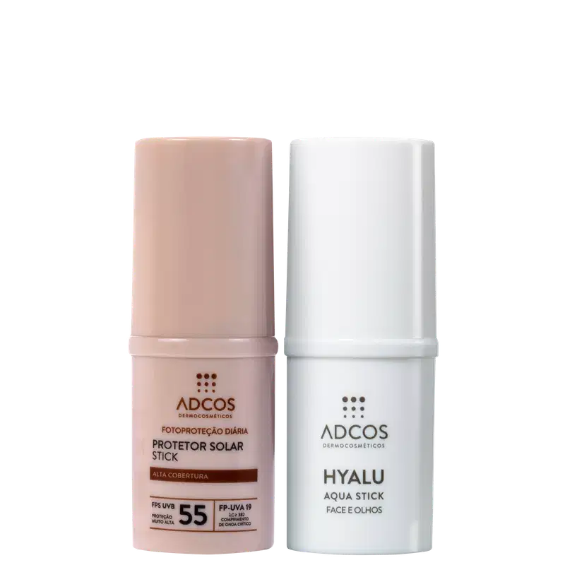 Kit Adcos Hyalu Aqua Stick + Fotoproteção Diária Stick FPS 55 Beige (2 Produtos)