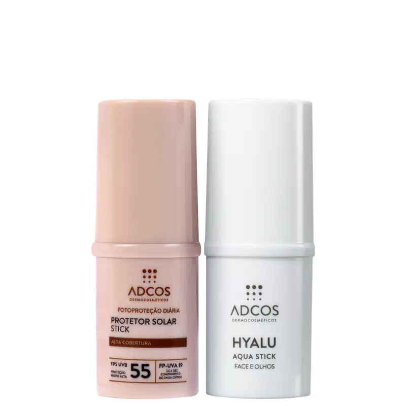 Kit Adcos Hyalu Aqua Stick + Fotoproteção Diária Stick FPS 55 Bronze (2 Produtos)