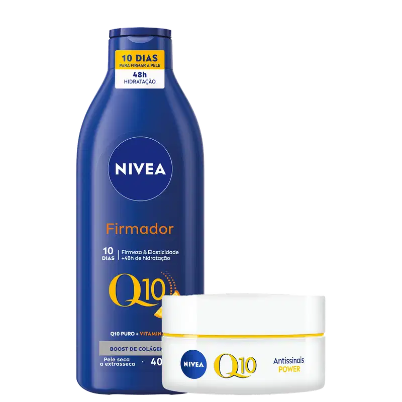 Kit NIVEA Q10 Power Dia + Firmador Q10, 2 produtos.