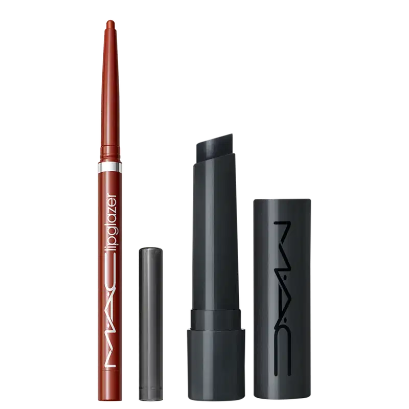 Kit M·A·C Squirt Jet + Lipglazer Glossy Liner Lady Danger, 2 produtos.