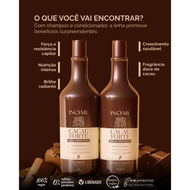 Kit Inoar Cacau Forte Shampoo 1l + Condicionador 800ml