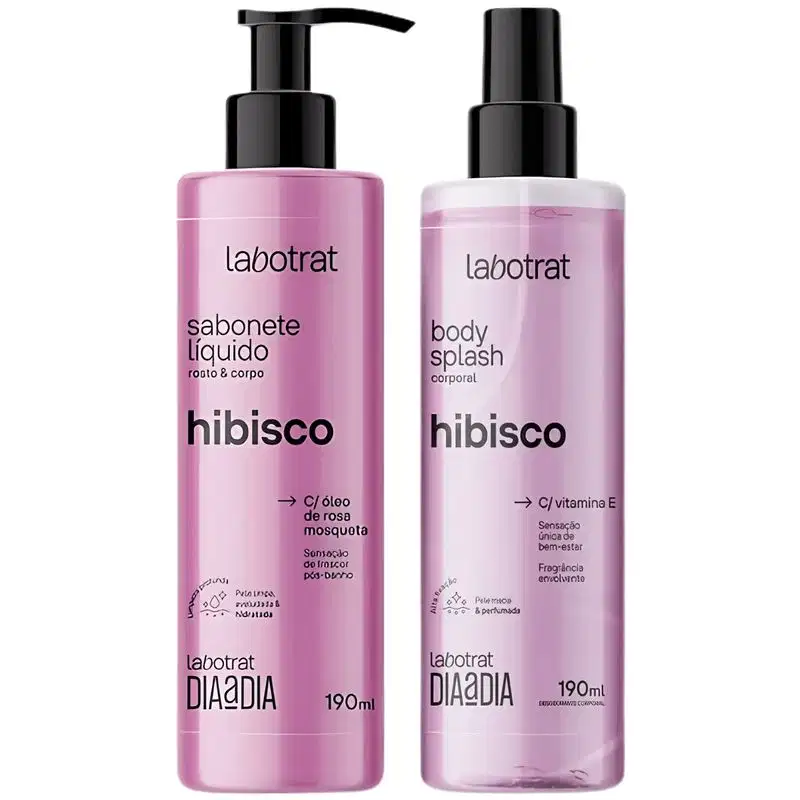 Kit Sabonete Liquido + Body Splash Corpo E Rosto Labotrat Dia A Dia Cheiro De Fruta Hibisco 190ml