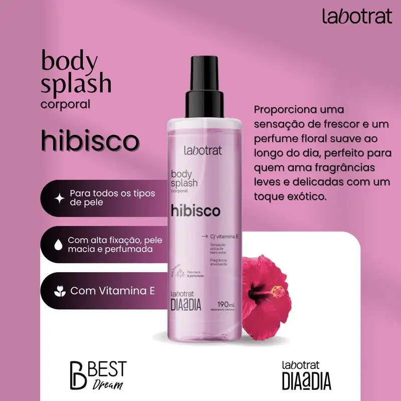 Kit Sabonete Liquido + Body Splash Corpo E Rosto Labotrat Dia A Dia Cheiro De Fruta Hibisco 190ml