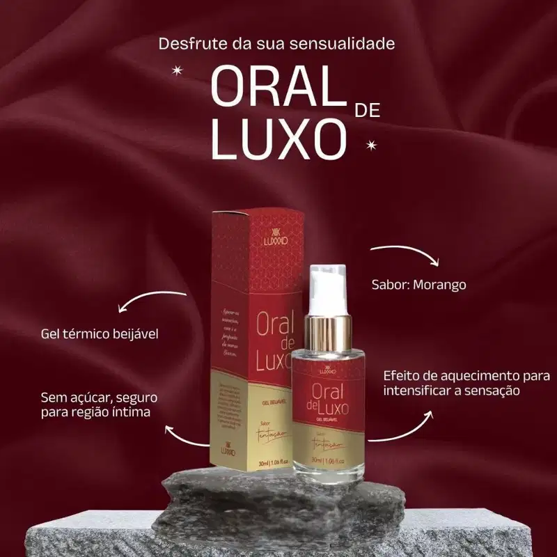 Luxxxo Oral de Luxo Morango - Gel Térmico Beijável 30ml