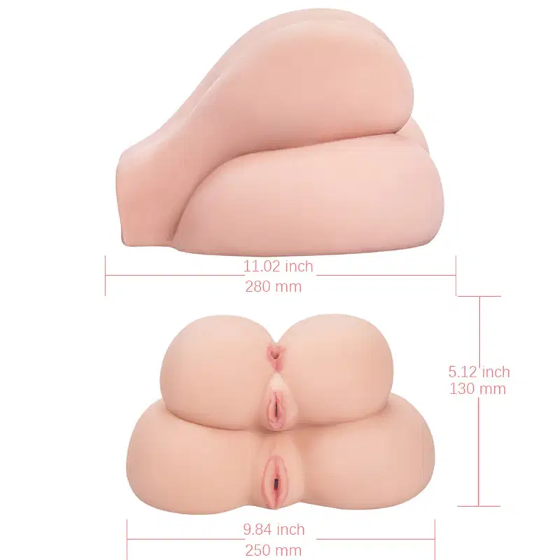 Masturbador em formato bumbum com 2 orifícios vagina e 1 ânus
