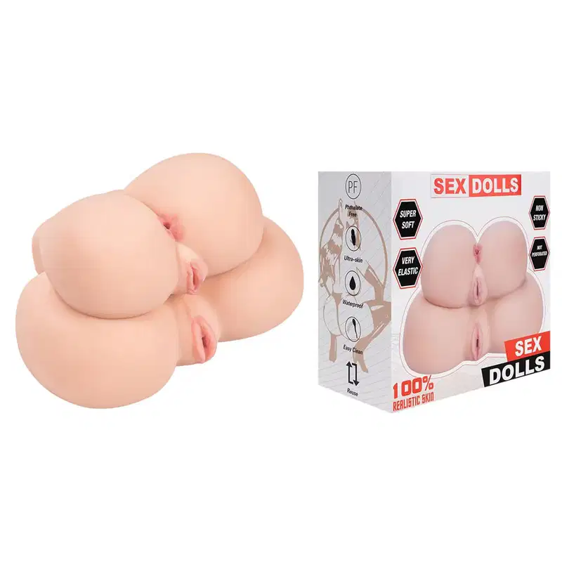 Masturbador em formato bumbum com 2 orifícios vagina e 1 ânus