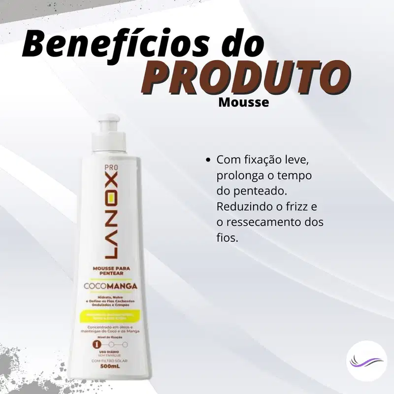 Mousse para Pentear CocoManga com Filtro Solar Lanox 500ml