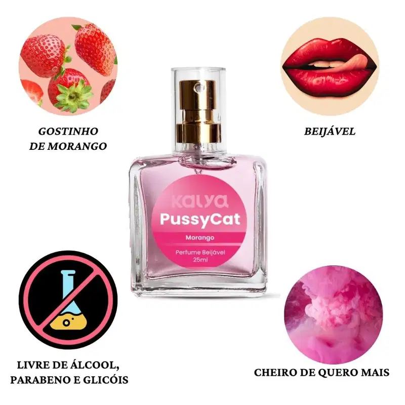 Kalya Pussycat Morango - Perfume Íntimo 25ml