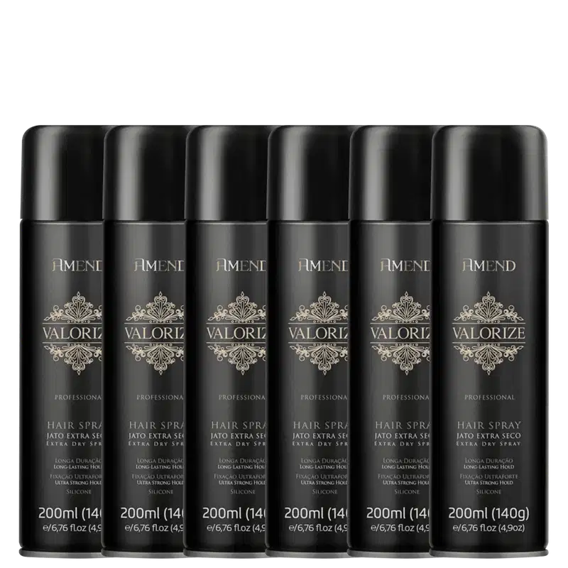 Kit Amend Valorize Hair Spray Profissional Ultra Forte - Spray Fixador 6x200ml