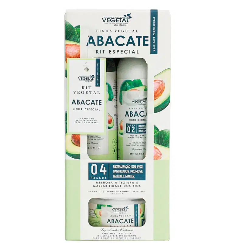 Kit Vegetal do Brasil Linha Vegetal Abacate Quarteto, 4 produtos.