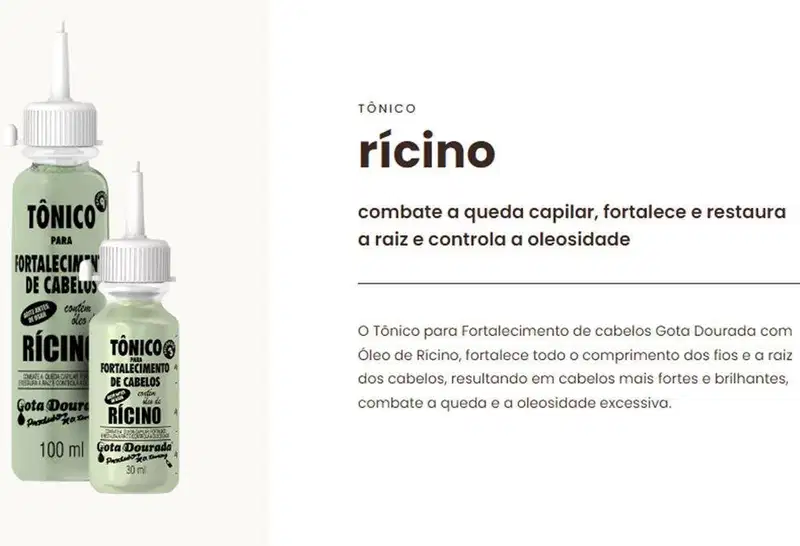 TONICO CAPILAR GOTA DOURADA FORTALECIMENTO RICINO 100ML