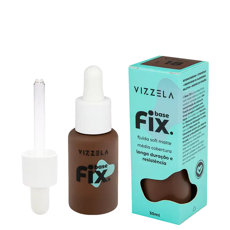 Vizzela Cosméticos Fix Cor 18 - Base Líquida 30ml