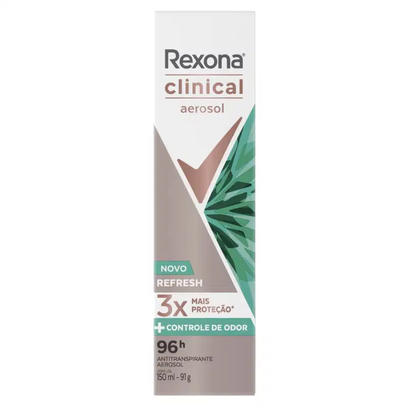 Desodorante Antitranspirante Aerossol Rexona Clinical Refresh 150ml